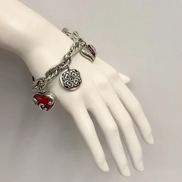 Brighton Heart of Hope Charm Bracelet Courage Love Hope Dream 7 1/2" - 8 1/2" - Picture 1 of 12